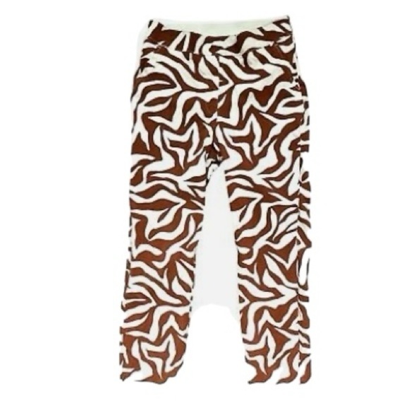 NWOT SPANX On-the-go Animal Printed Slim Straight Leg Pants Brown Zebra Size XL - Picture 2 of 11